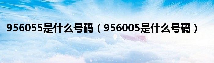 956055是什么号码【956005是什么号码】