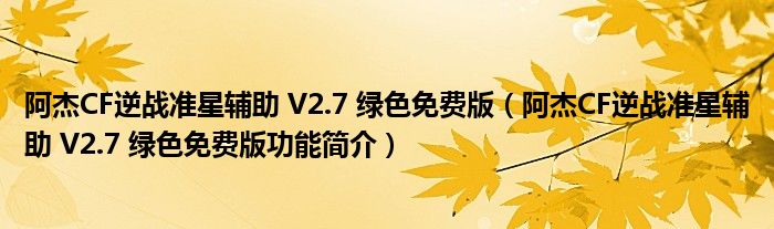 阿杰CF逆战准星辅助 V2.7 绿色免费版【阿杰CF逆战准星辅助 V2.7 绿色免费版功能简介】