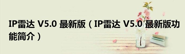 IP雷达 V5.0 最新版【IP雷达 V5.0 最新版功能简介】