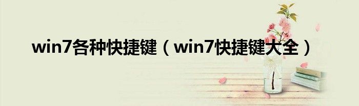 win7各种快捷键【win7快捷键大全】