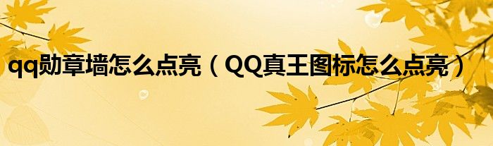 qq勋章墙怎么点亮【QQ真王图标怎么点亮】