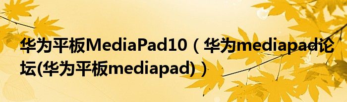 华为平板MediaPad10【华为mediapad论坛(华为平板mediapad)】