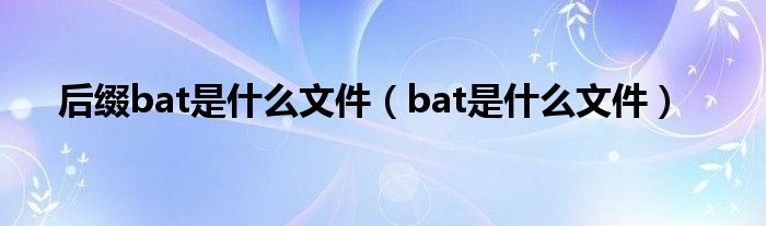 后缀bat是什么文件【bat是什么文件】