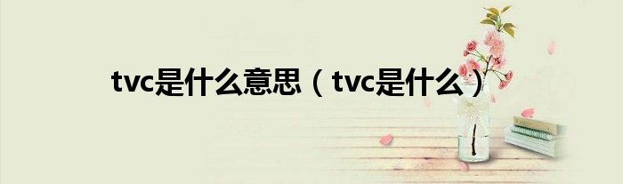 tvc是什么意思【tvc是什么】