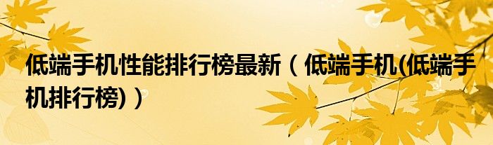 低端手机性能排行榜最新【低端手机(低端手机排行榜)】