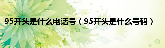 95开头是什么电话号【95开头是什么号码】