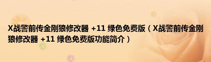 X战警前传金刚狼修改器 +11 绿色免费版【X战警前传金刚狼修改器 +11 绿色免费版功能简介】