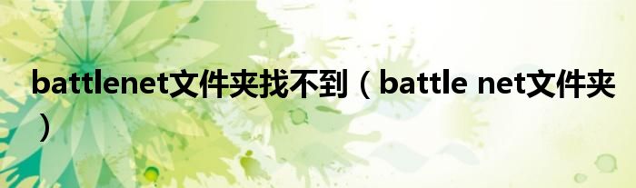 battlenet文件夹找不到【battle net文件夹】