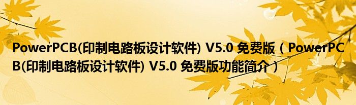 PowerPCB(印制电路板设计软件) V5.0 免费版【PowerPCB(印制电路板设计软件) V5.0 免费版功能简介】