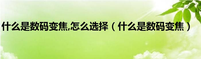 什么是数码变焦,怎么选择【什么是数码变焦】