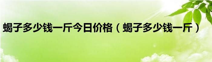 蝎子多少钱一斤今日价格【蝎子多少钱一斤】