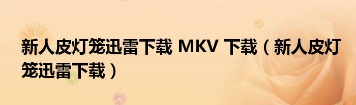 新人皮灯笼迅雷下载 MKV 下载【新人皮灯笼迅雷下载】