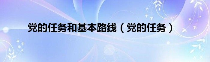 党的任务和基本路线【党的任务】