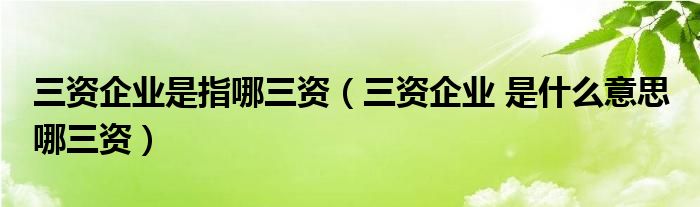 三资企业是指哪三资【三资企业 是什么意思 哪三资】