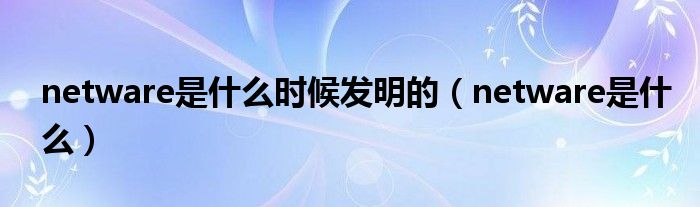 netware是什么时候发明的【netware是什么】