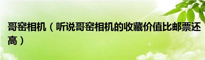 哥窑相机【听说哥窑相机的收藏价值比邮票还高】