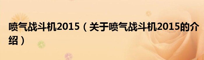 喷气战斗机2015【关于喷气战斗机2015的介绍】