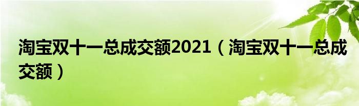 淘宝双十一总成交额2021【淘宝双十一总成交额】