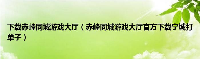 下载赤峰同城游戏大厅【赤峰同城游戏大厅官方下载宁城打单子】