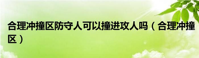 合理冲撞区防守人可以撞进攻人吗【合理冲撞区】