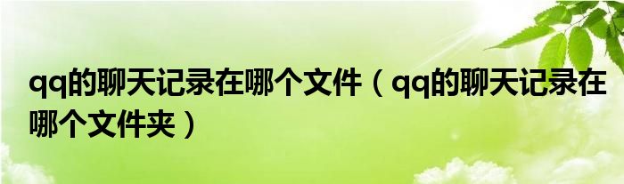 qq的聊天记录在哪个文件【qq的聊天记录在哪个文件夹】