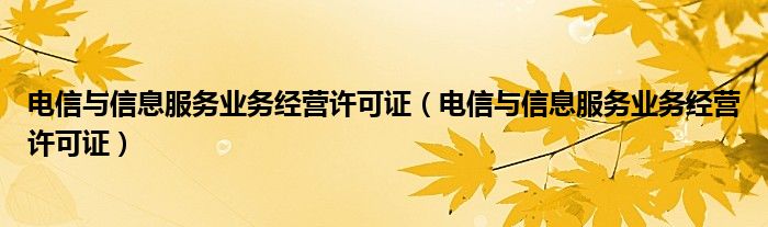 电信与信息服务业务经营许可证【电信与信息服务业务经营许可证】