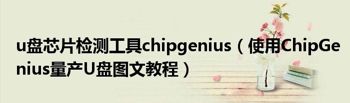 u盘芯片检测工具chipgenius【使用ChipGenius量产U盘图文教程】