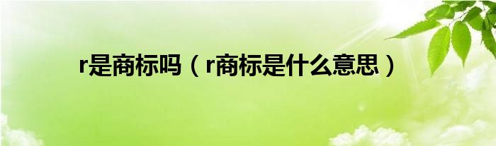 r是商标吗【r商标是什么意思】