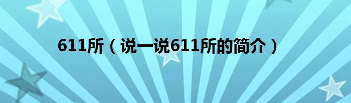 611所【说一说611所的简介】