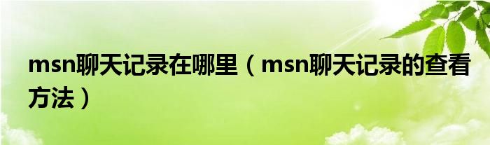 msn聊天记录在哪里【msn聊天记录的查看方法】