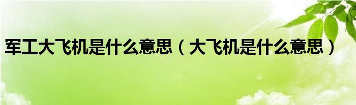 军工大飞机是什么意思【大飞机是什么意思】