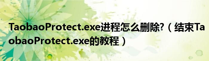 TaobaoProtect.exe进程怎么删除?【结束TaobaoProtect.exe的教程】