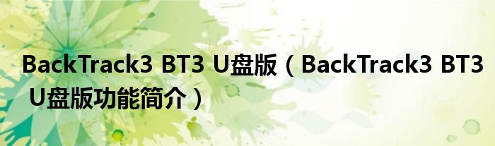 BackTrack3 BT3 U盘版【BackTrack3 BT3 U盘版功能简介】