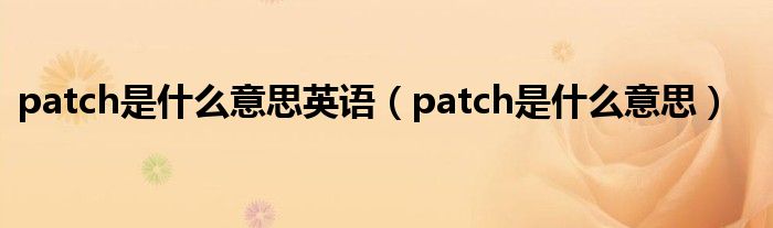 patch是什么意思英语【patch是什么意思】