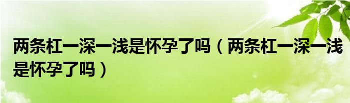 两条杠一深一浅是怀孕了吗【两条杠一深一浅是怀孕了吗】