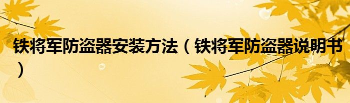 铁将军防盗器安装方法【铁将军防盗器说明书】