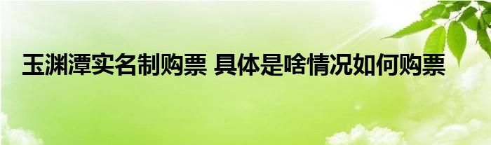 玉渊潭实名制购票 具体是啥情况如何购票