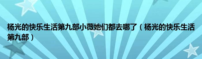 杨光的快乐生活第九部小薇她们都去哪了【杨光的快乐生活第九部】