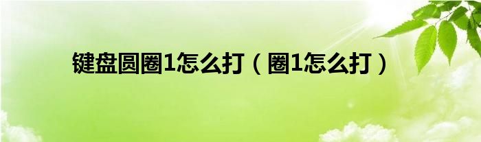 键盘圆圈1怎么打【圈1怎么打】