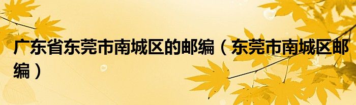 广东省东莞市南城区的邮编【东莞市南城区邮编】