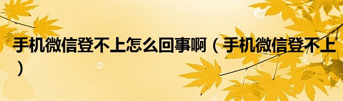 手机微信登不上怎么回事啊【手机微信登不上】