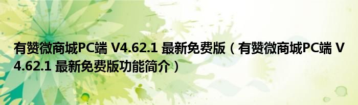 有赞微商城PC端 V4.62.1 最新免费版【有赞微商城PC端 V4.62.1 最新免费版功能简介】