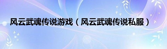 风云武魂传说游戏【风云武魂传说私服】