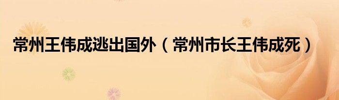 常州王伟成逃出国外【常州市长王伟成死】