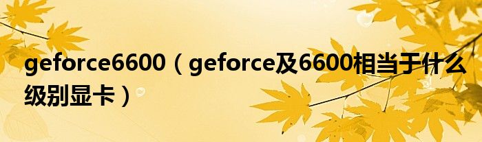 geforce6600【geforce及6600相当于什么级别显卡】