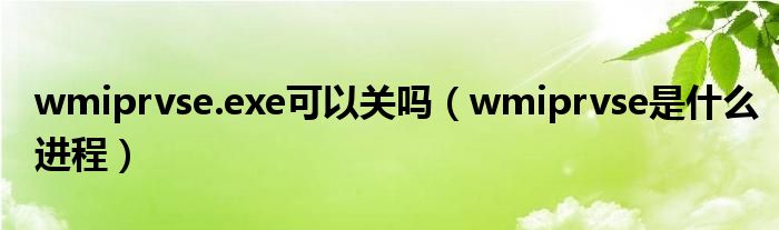 wmiprvse.exe可以关吗【wmiprvse是什么进程】