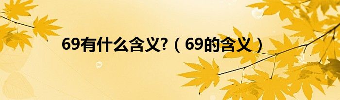 69有什么含义?【69的含义】