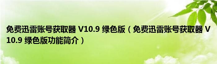 免费迅雷账号获取器 V10.9 绿色版【免费迅雷账号获取器 V10.9 绿色版功能简介】