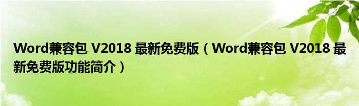 Word兼容包 V2018 最新免费版【Word兼容包 V2018 最新免费版功能简介】