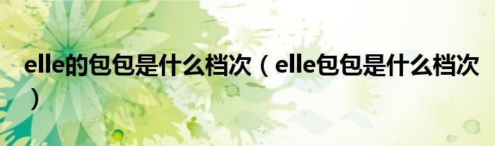 elle的包包是什么档次【elle包包是什么档次】